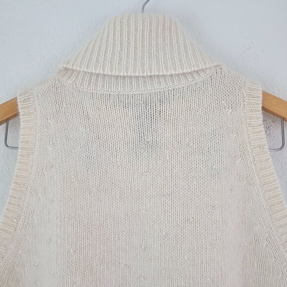 Lauren Ralph Lauren Womens Sz M Cream Turtleneck Sweater Vest Wool Angora Sequin - Picture 12 of 12